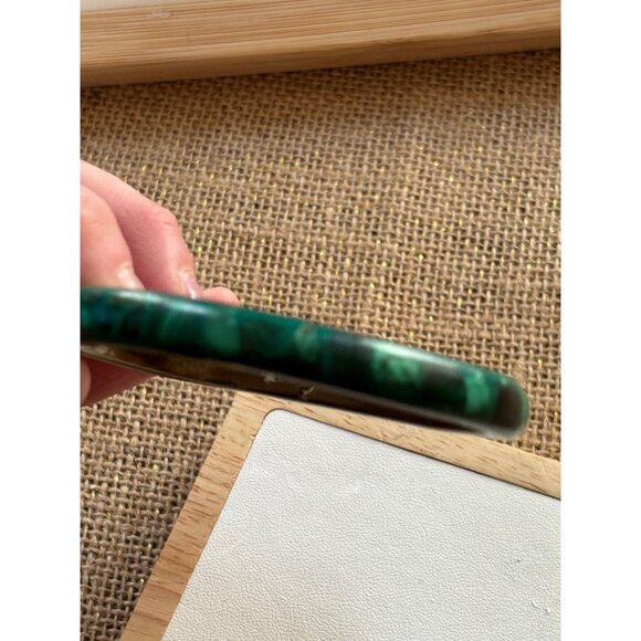 Vintage Green Malachite Stone Bangle Bracelet - Picture 2 of 14